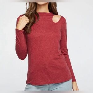 Chaser- Mock Neck Top Vented Shoulder Long-sleeve Tee